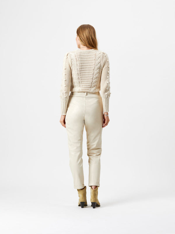 Uptown leather relaxed pants - Butter Cream