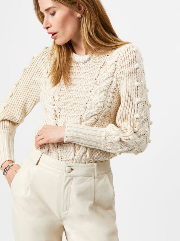 Uptown leather relaxed pants - Butter Cream