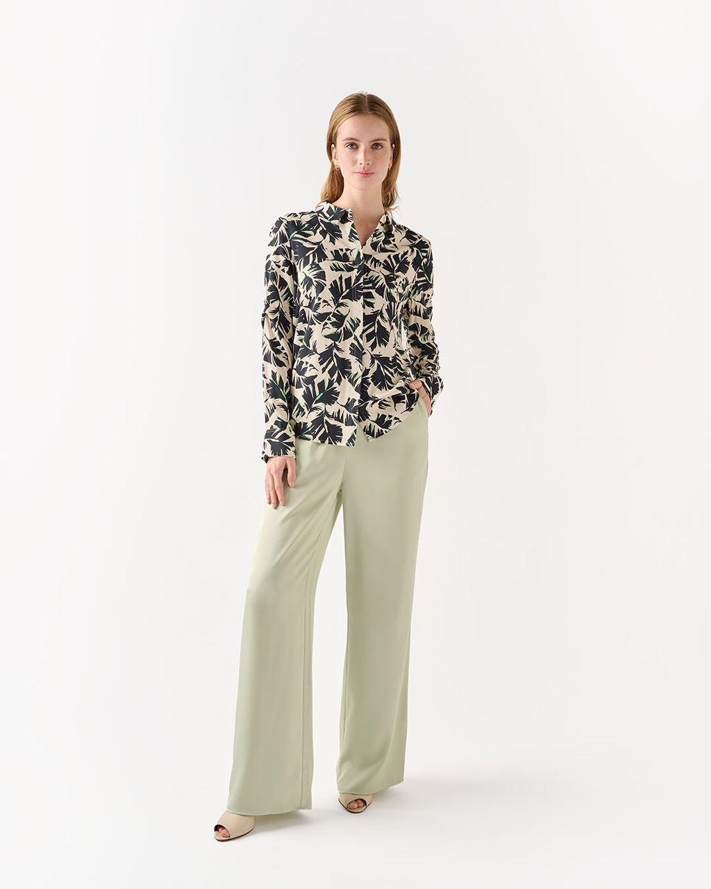 Dreiser leaf shirt l/s - Fern green leaf