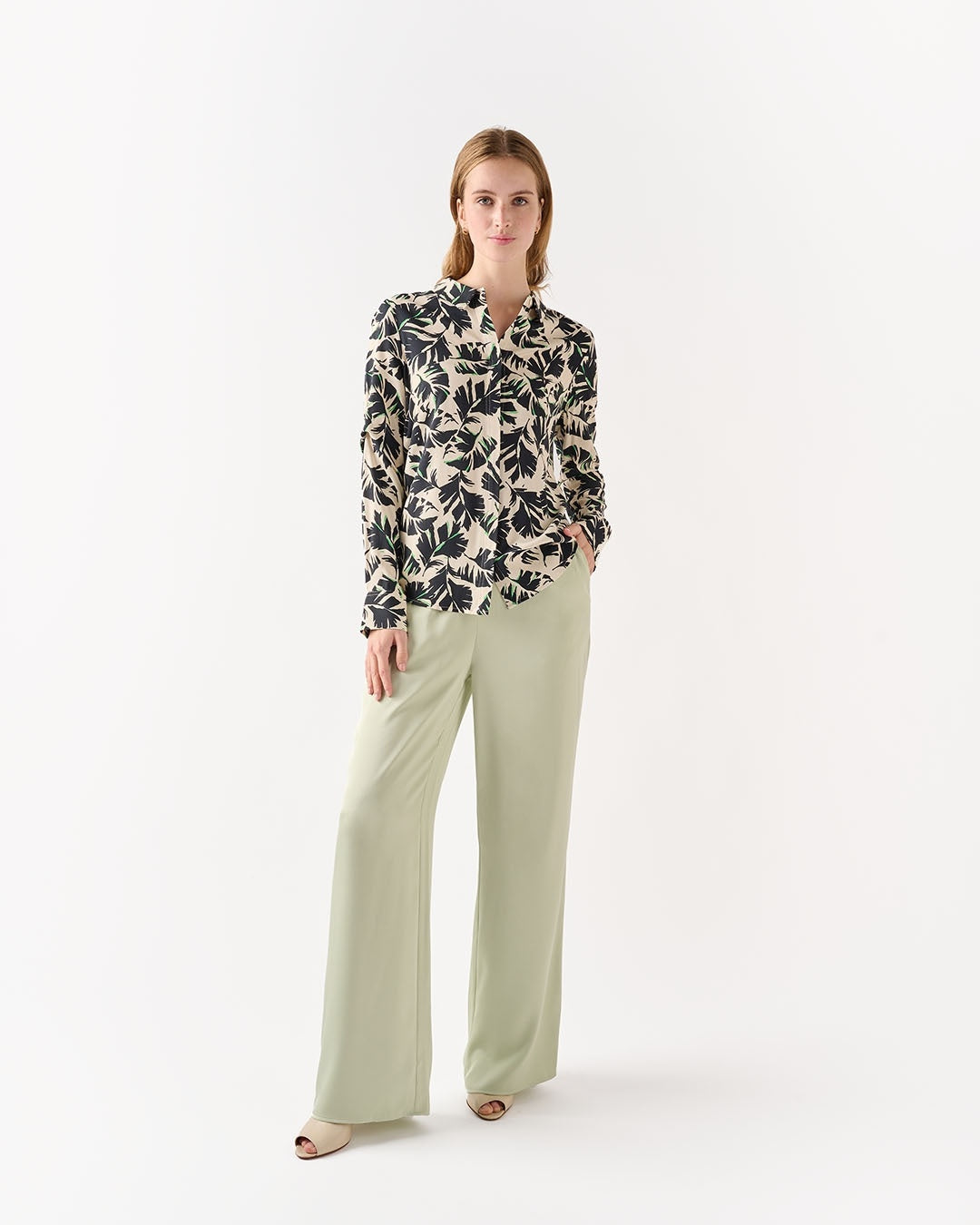 Dreiser leaf shirt l/s - Fern green leaf