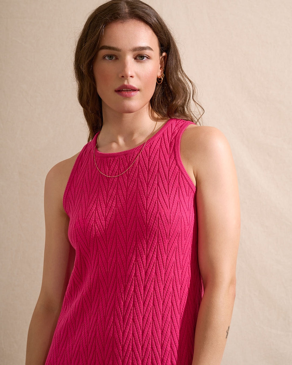 Delit knitted dress s/l - Hot pink
