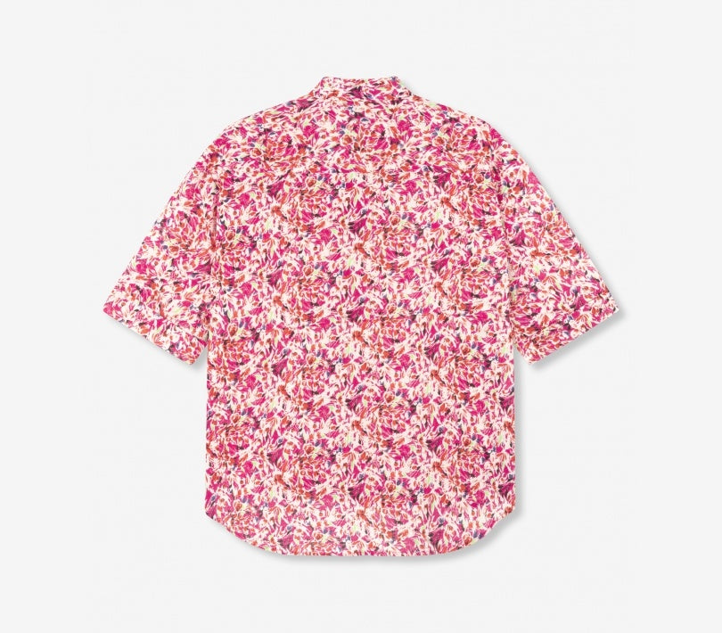 Ladies woven small flower short sleeve blouse - Multi colour