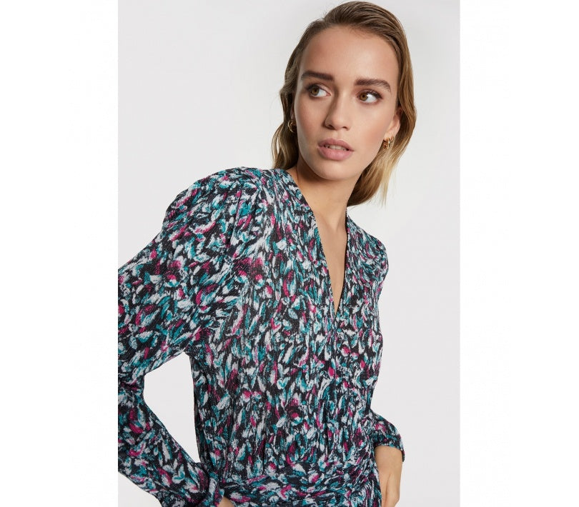 Ladies knitted flower lurex dress - Multi colour