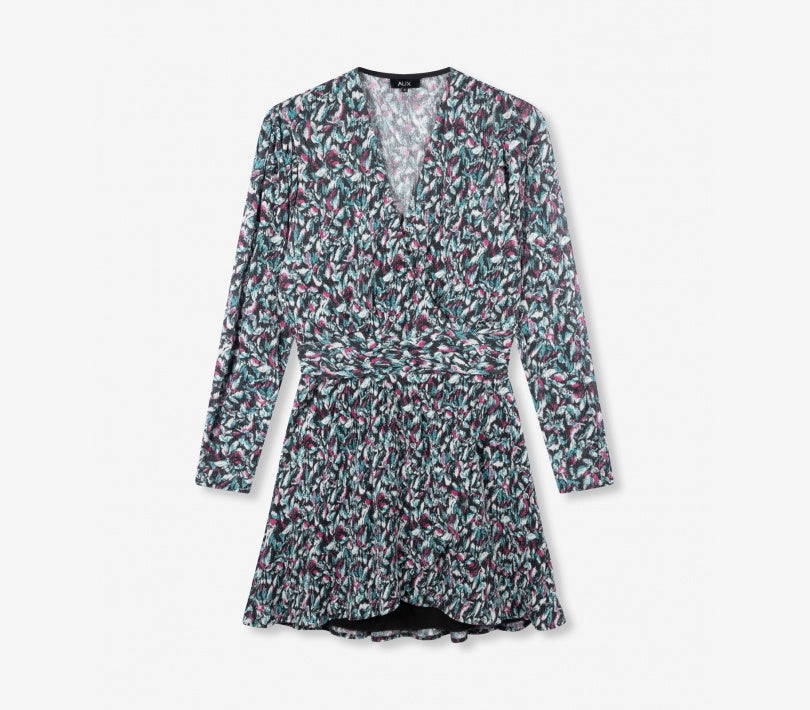 Ladies knitted flower lurex dress - Multi colour
