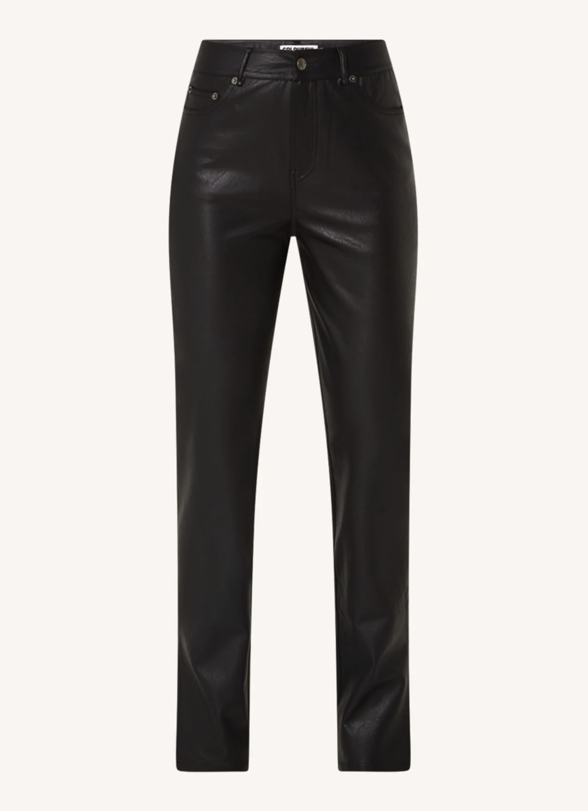 Livia Mid Rise Slit Vegan Leather Pants - Black