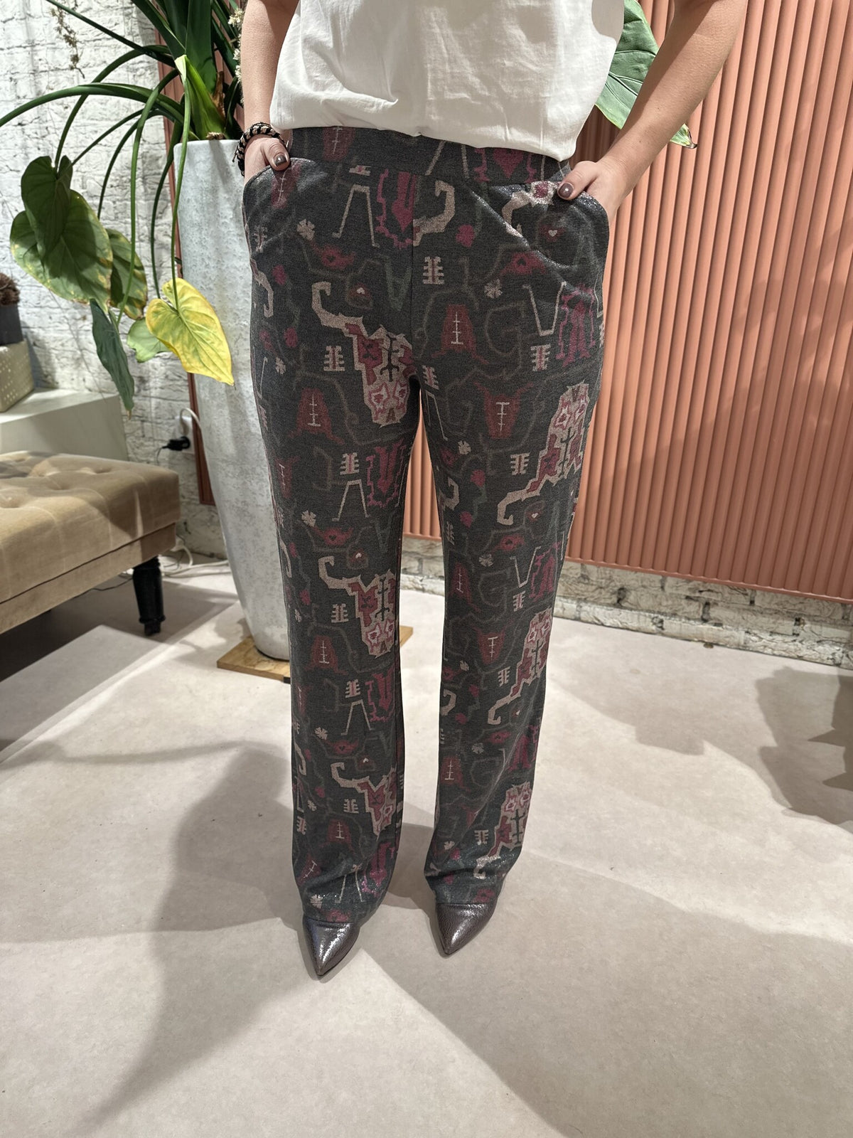 Ethnic lurex pants - Multi colour