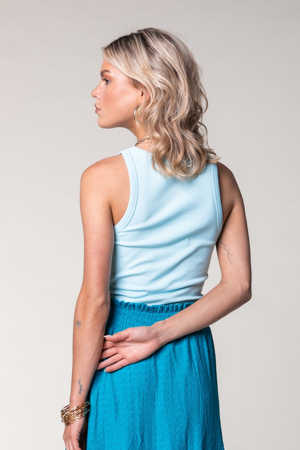Sachi Rib tanktop - Light turquoise