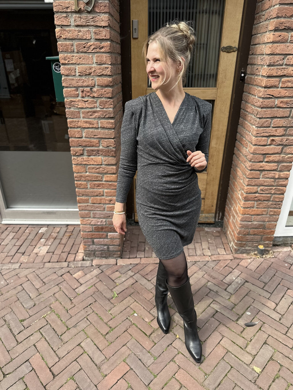 Faeza crossover mini dress - Graphite