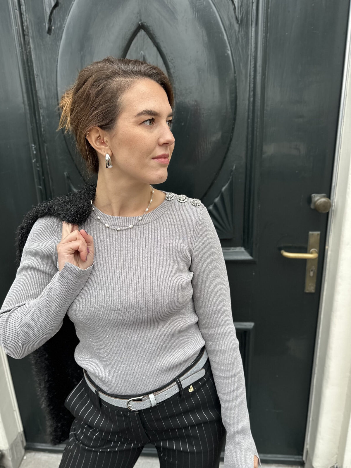 Lollipop Long Sleeve Pullover - Silver