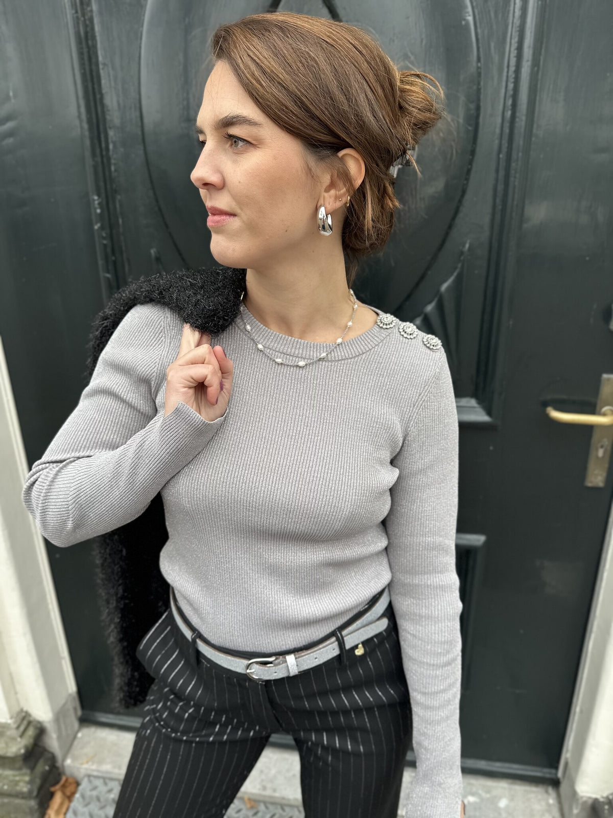 Lollipop Long Sleeve Pullover - Silver