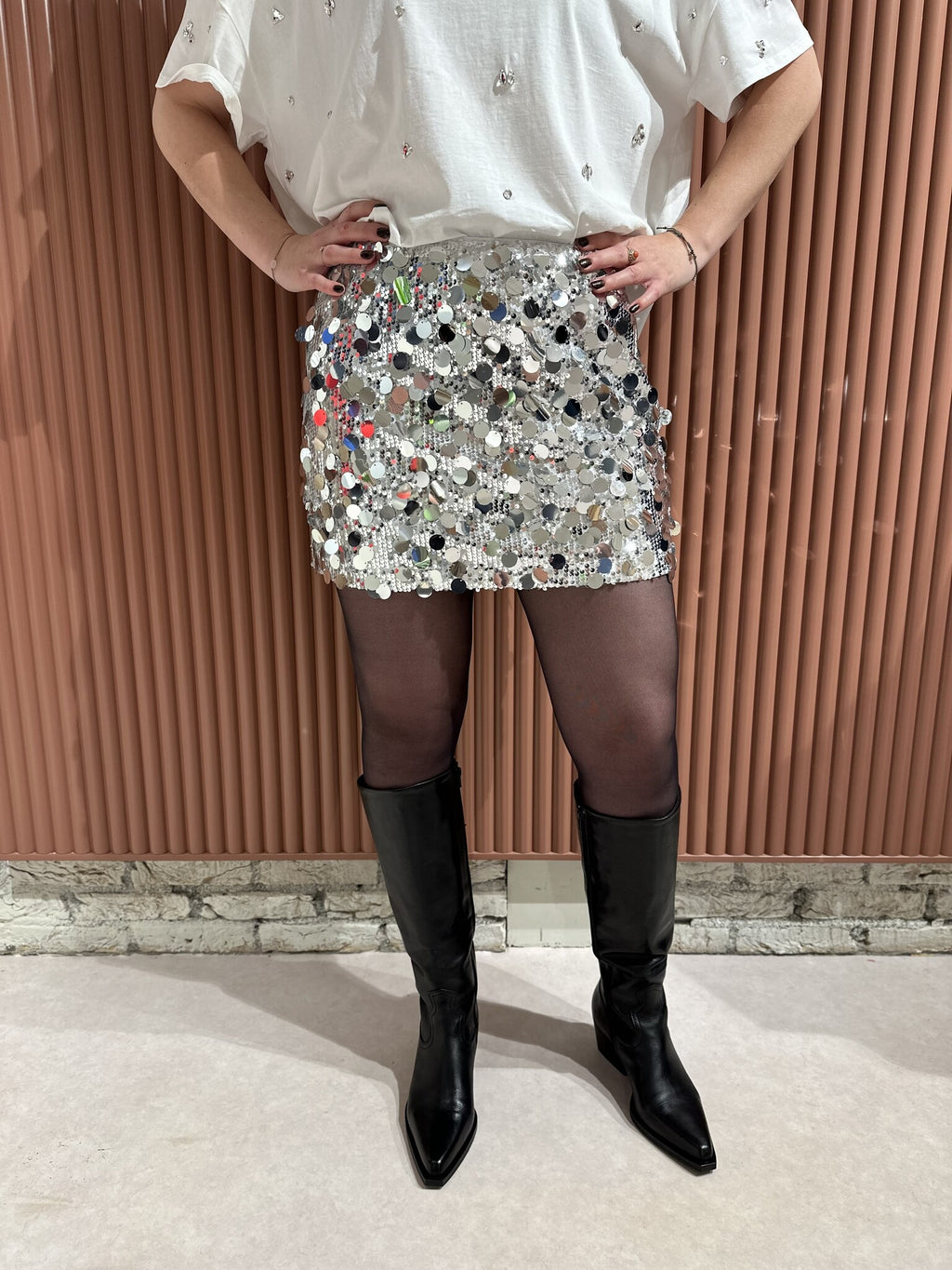 Audra Short Skirt - Silver