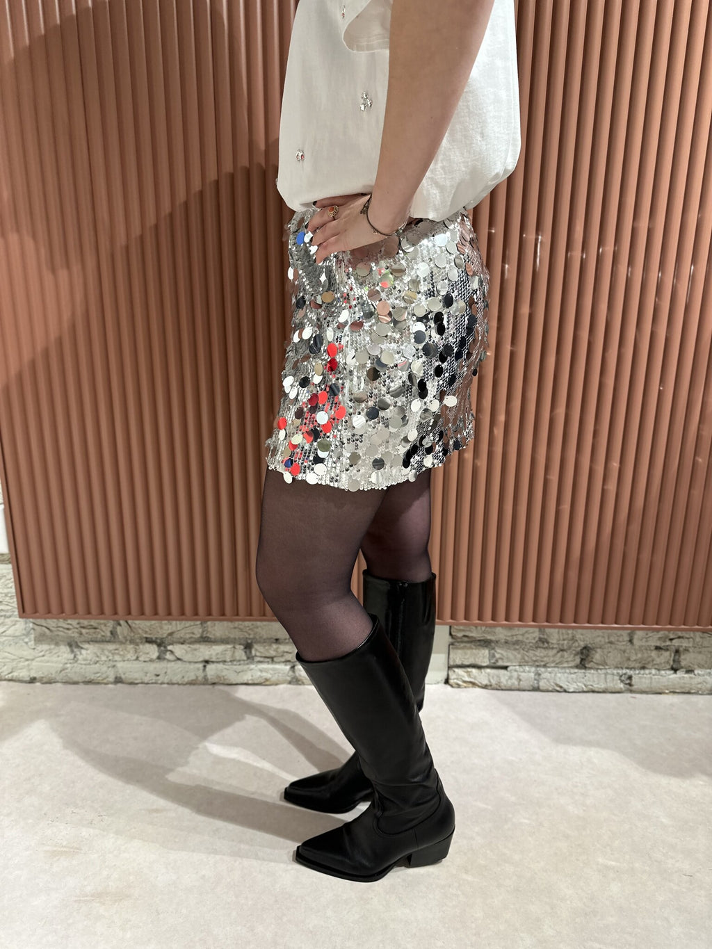 Audra Short Skirt - Silver