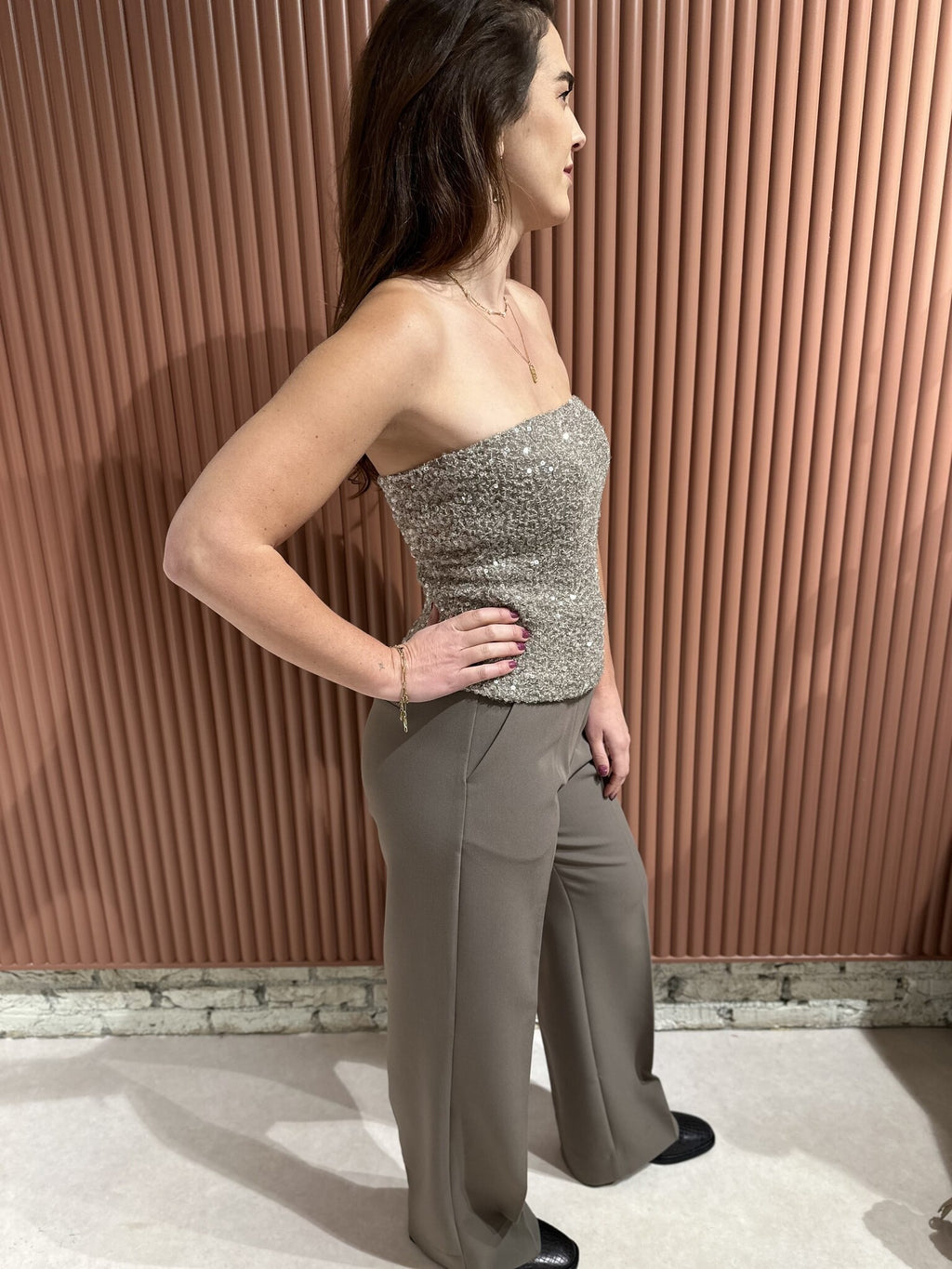 Dazzling Tube Top - Vintage Khaki
