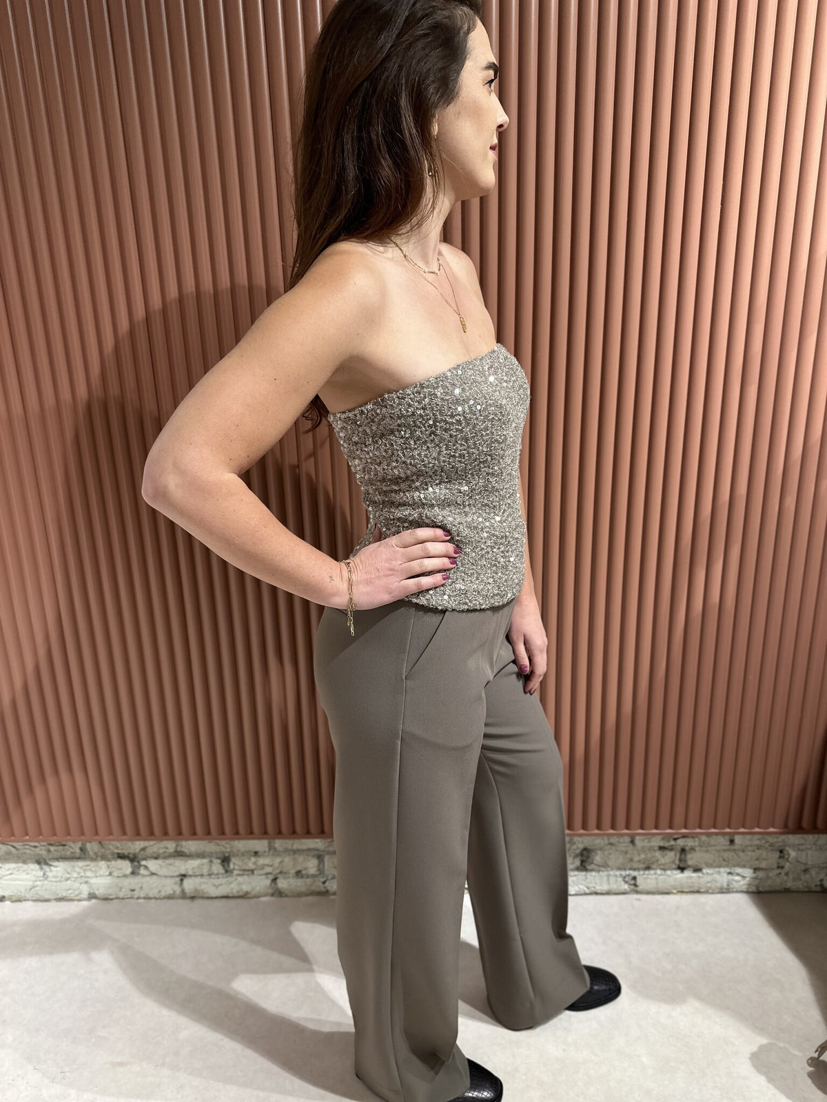 Dazzling Tube Top - Vintage Khaki