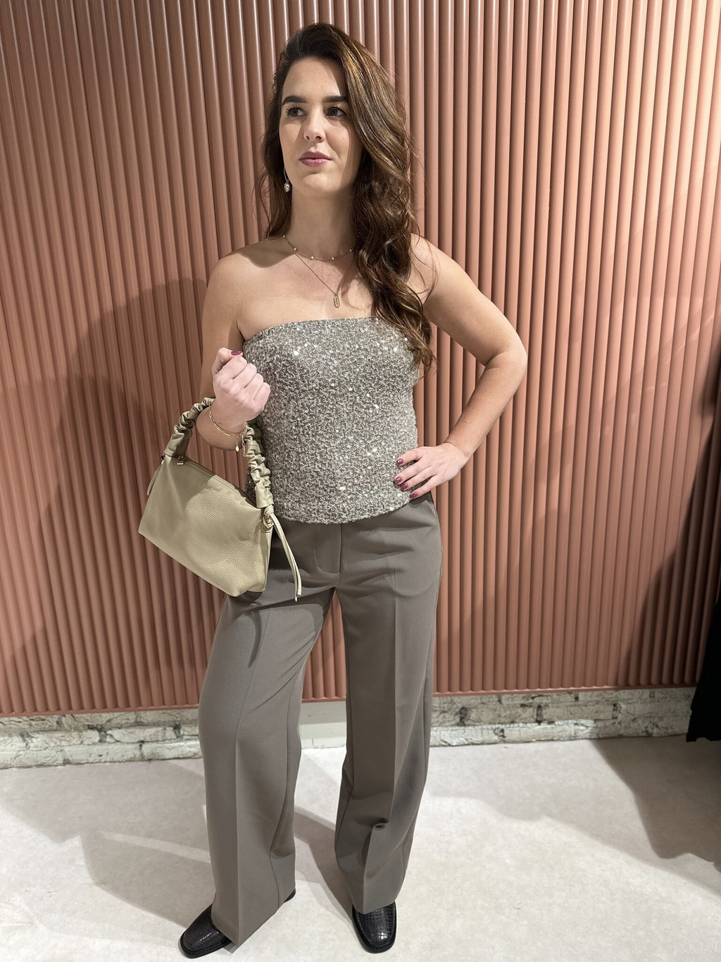 Dazzling Tube Top - Vintage Khaki