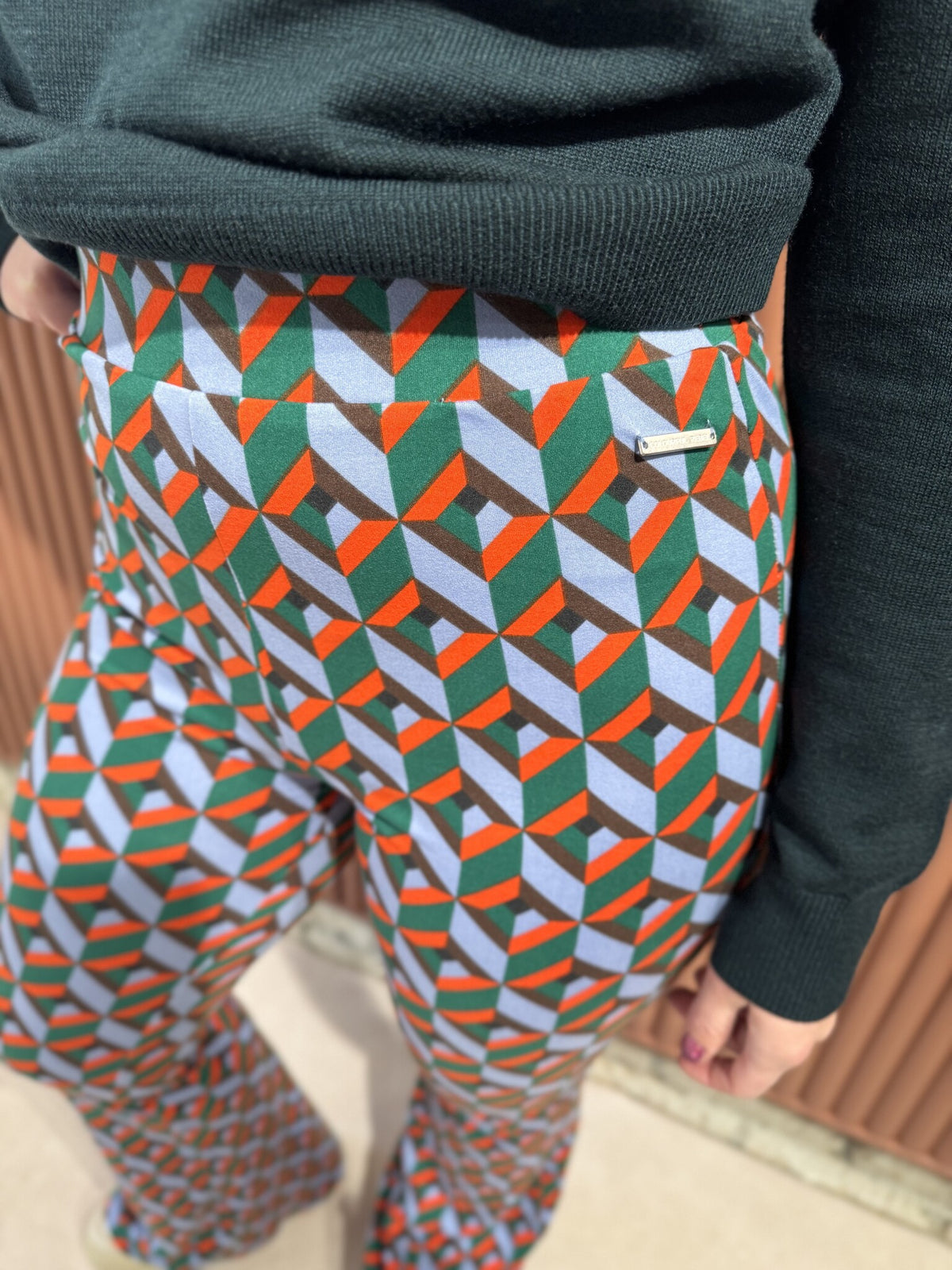 Graphic Peached Extra Flare Pants - Multicolor
