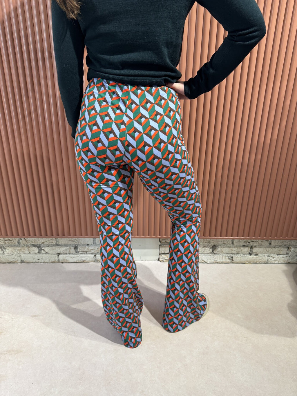 Graphic Peached Extra Flare Pants - Multicolor
