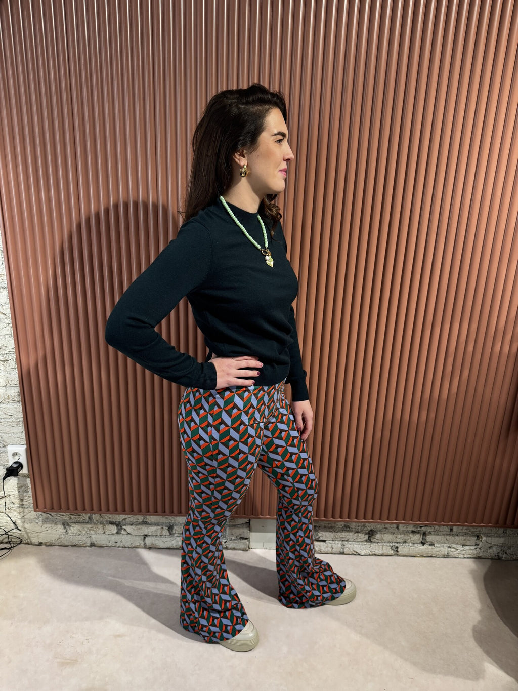 Graphic Peached Extra Flare Pants - Multicolor
