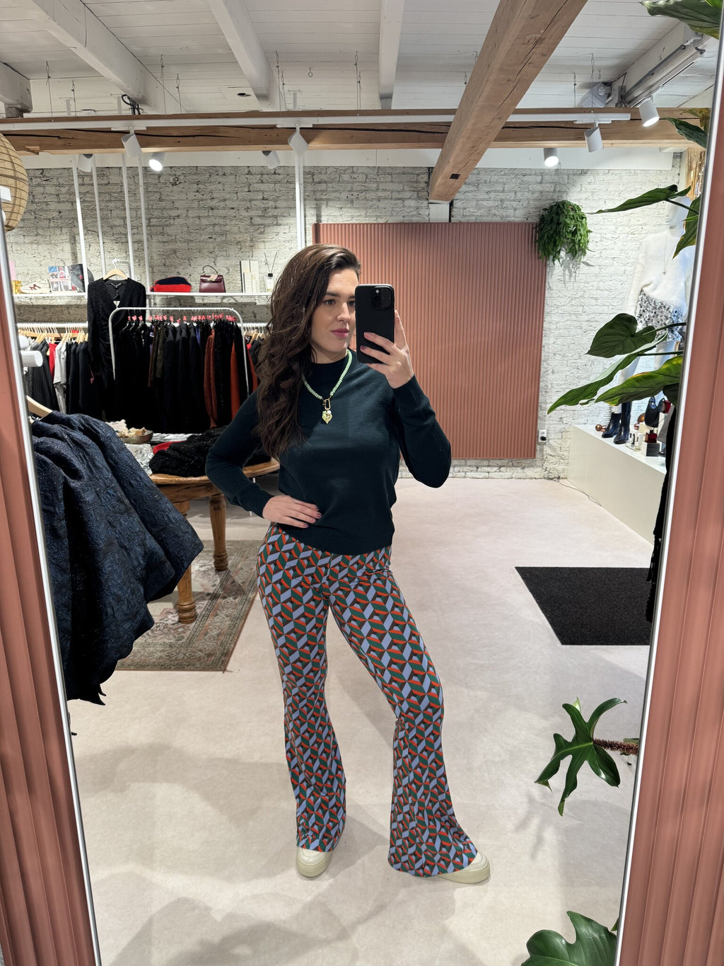 Graphic Peached Extra Flare Pants - Multicolor