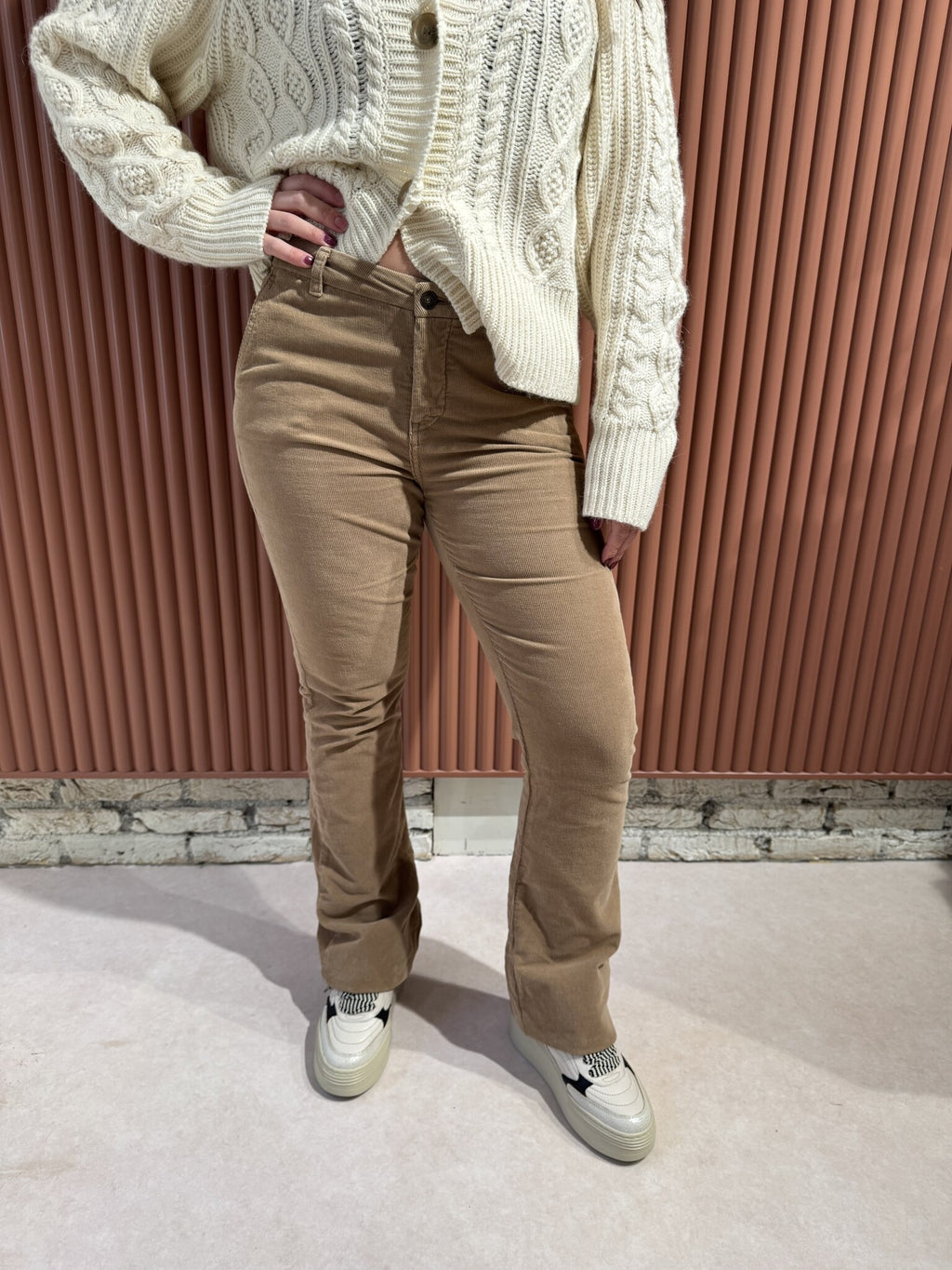 Leila cord velvet pant - Clay