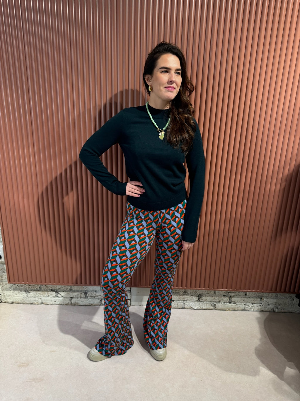 Graphic Peached Extra Flare Pants - Multicolor