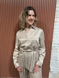 Joni belted oversized shirt - Timeless Taupe