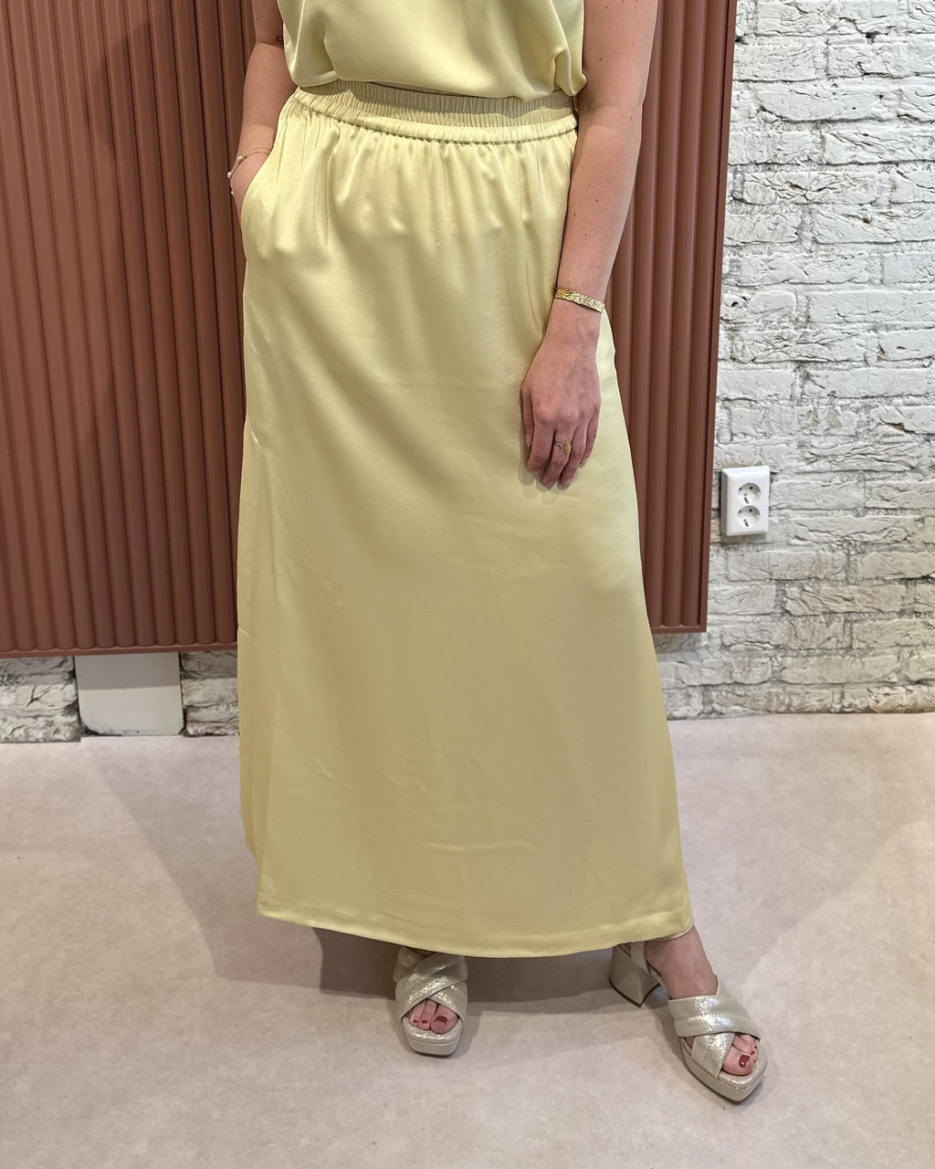 Dimal satin maxi skirt | Limoncello