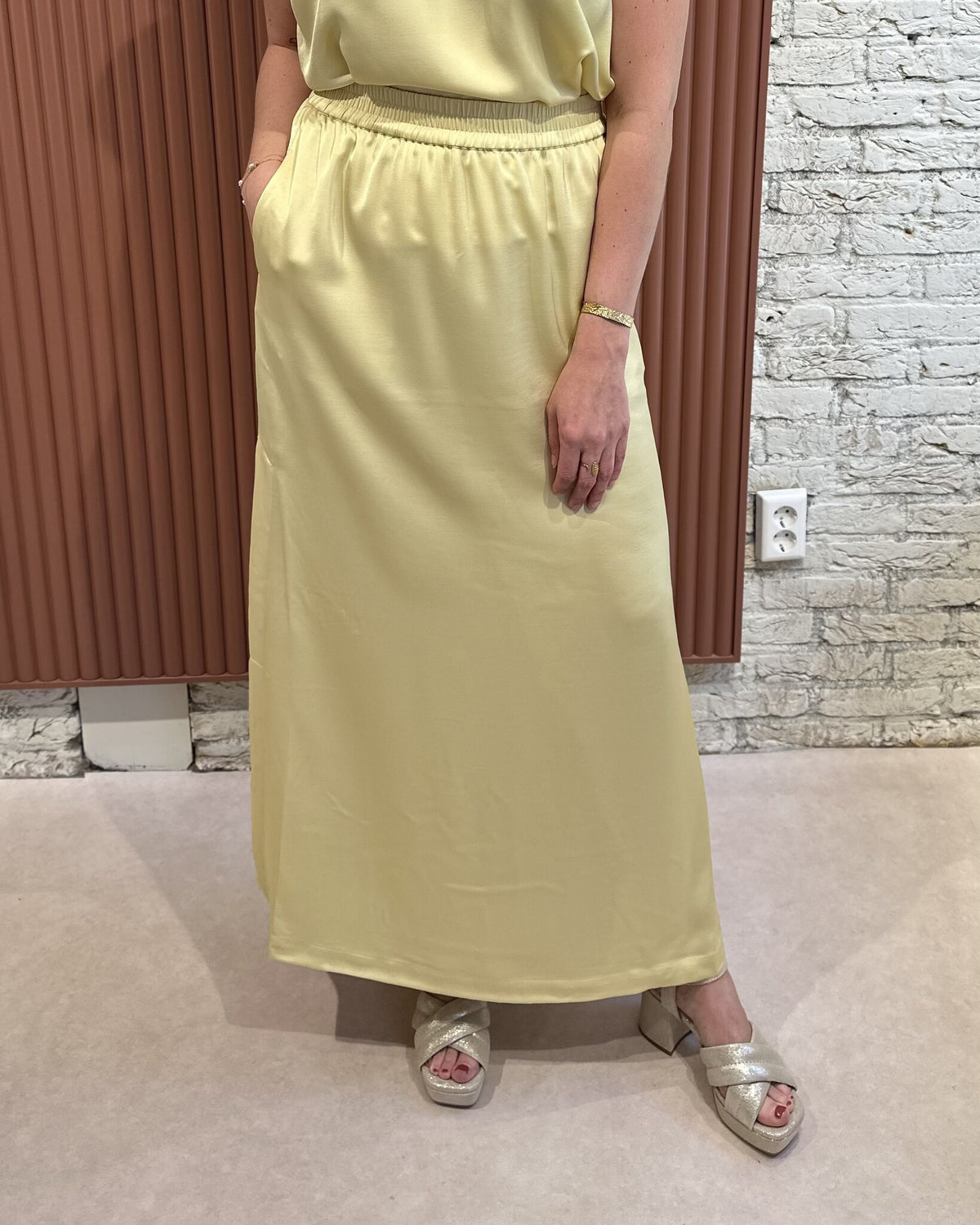 Dimal satin maxi skirt | Limoncello