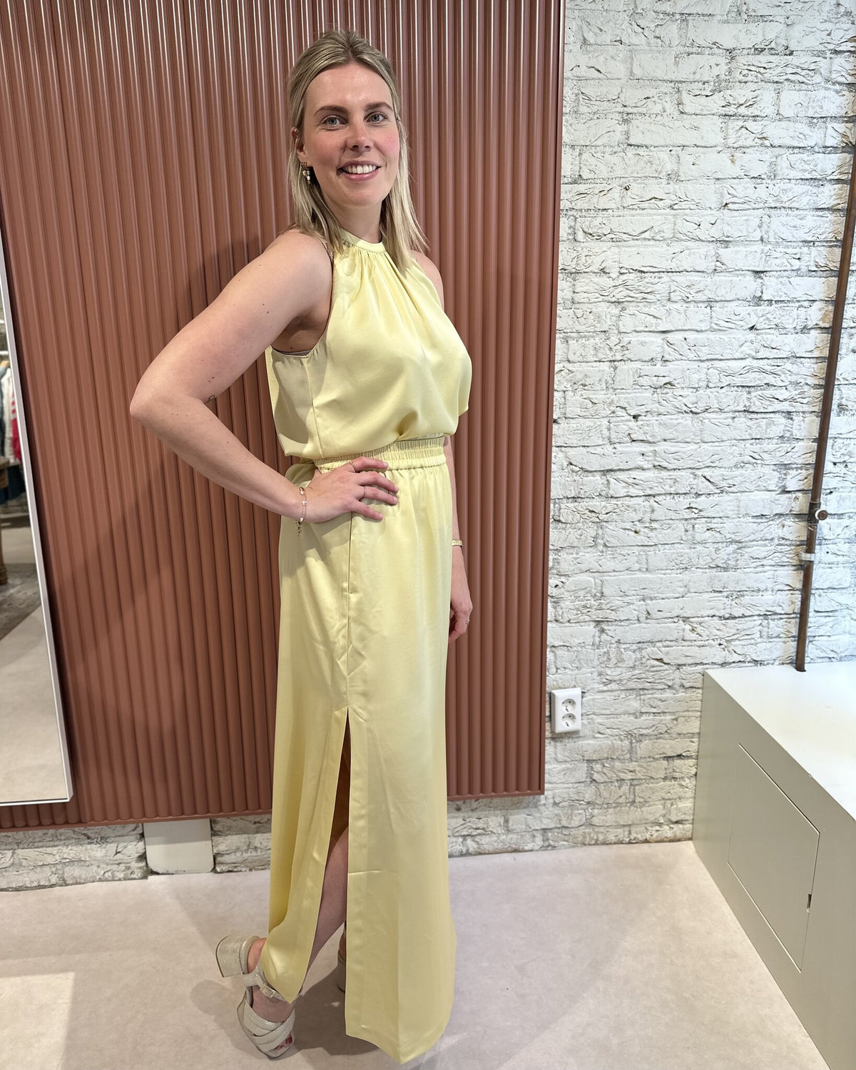 Dimal satin maxi skirt | Limoncello