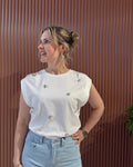 Sparrow sequins embellished tee | Optic White