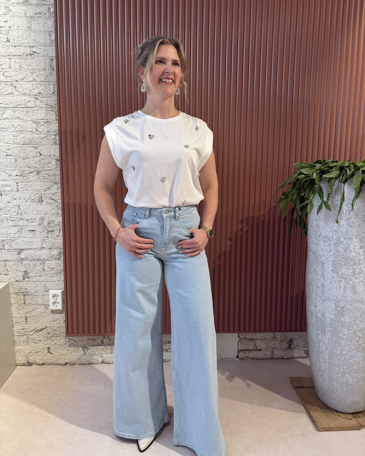 Sparrow sequins embellished tee | Optic White