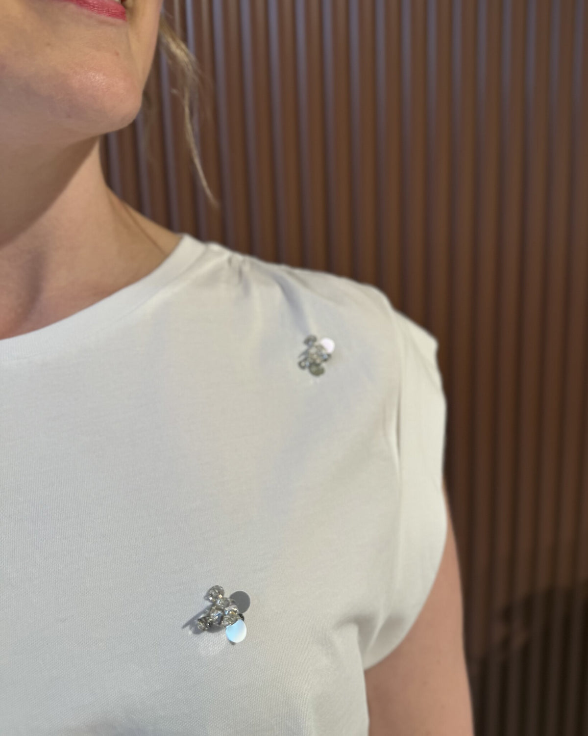 Sparrow sequins embellished tee | Optic White