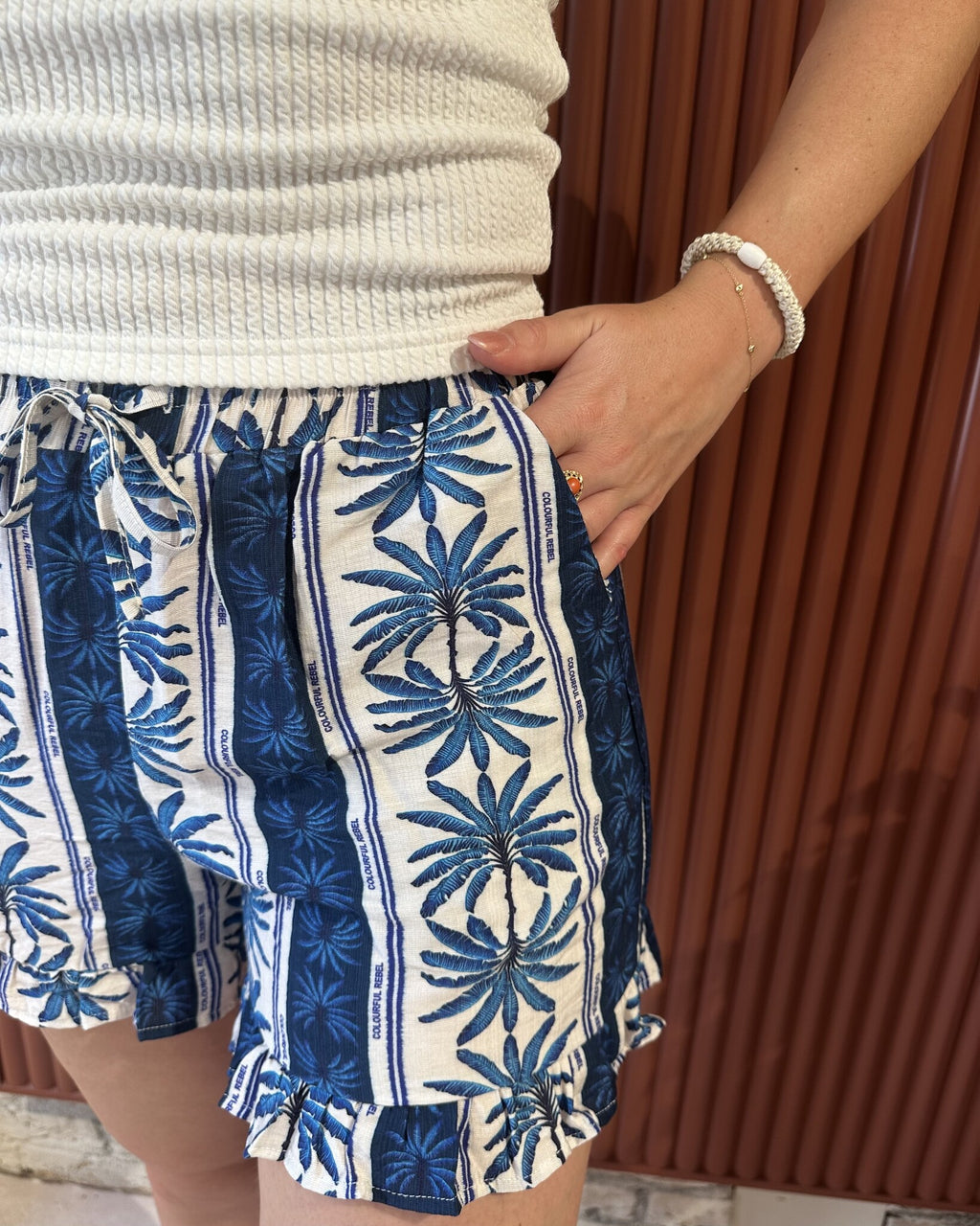 Sensa Palm Ruffle Short | Bright Blue