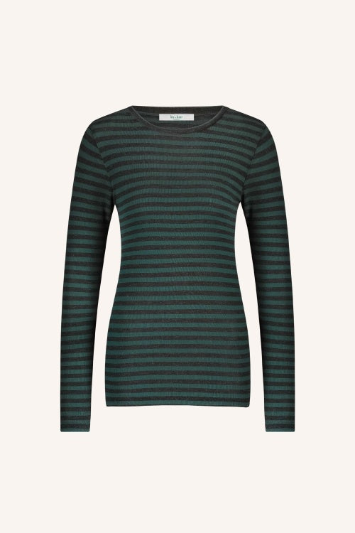 Basic ls melange stripe top | Dried basil