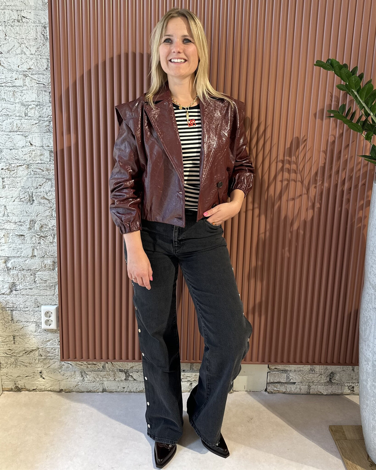 Belvina Button Up Wide Leg Jeans | Washed Black
