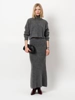 Suzy Knitted Long Skirt | Granite Grey melange