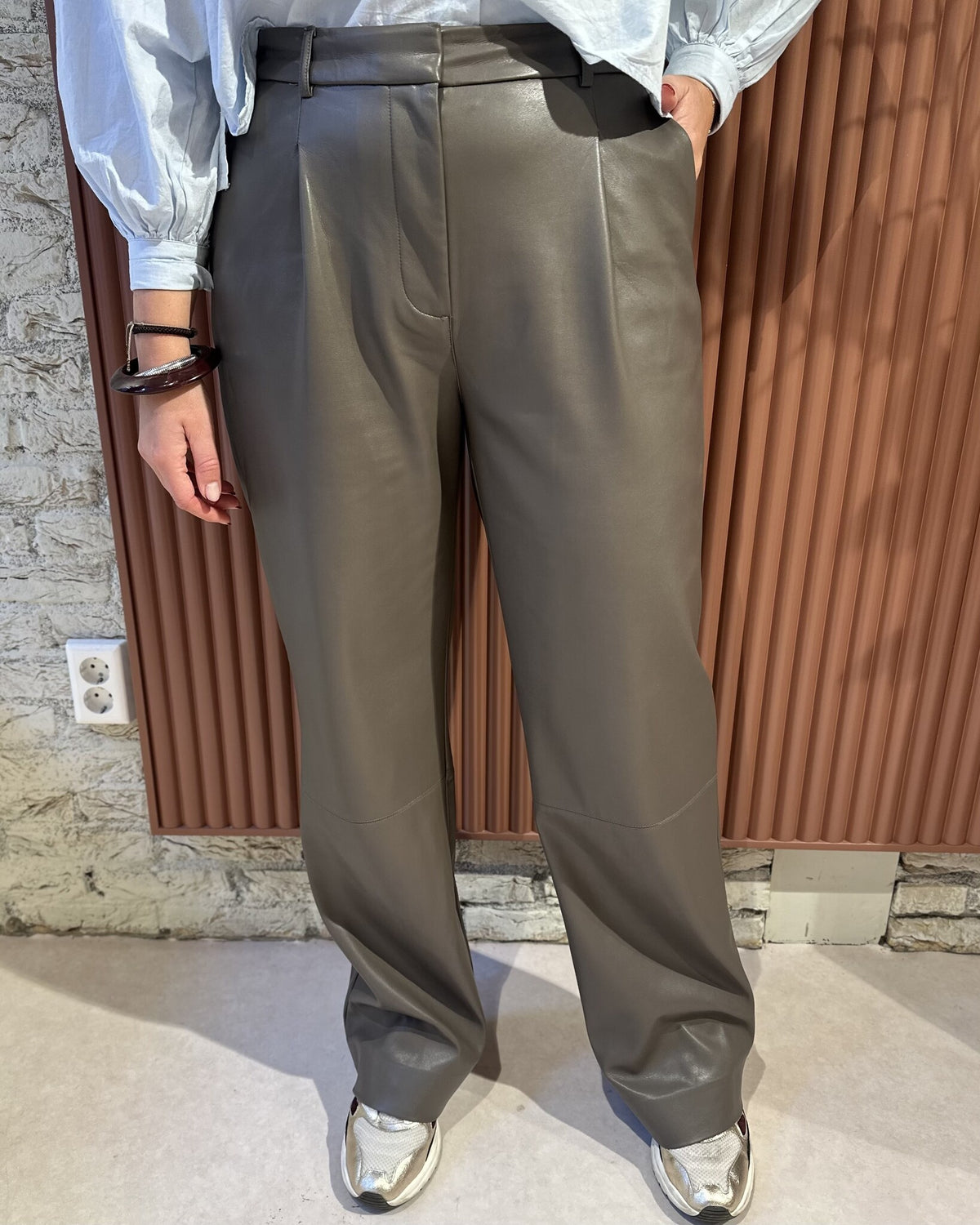 Jules Faux Leather Pants | Antique Grey