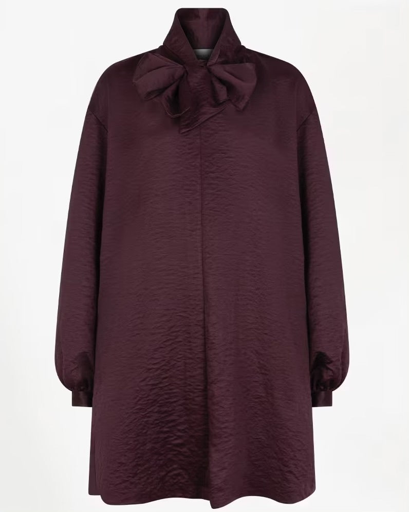 Leigh pussy bow dress | Mulberry Red