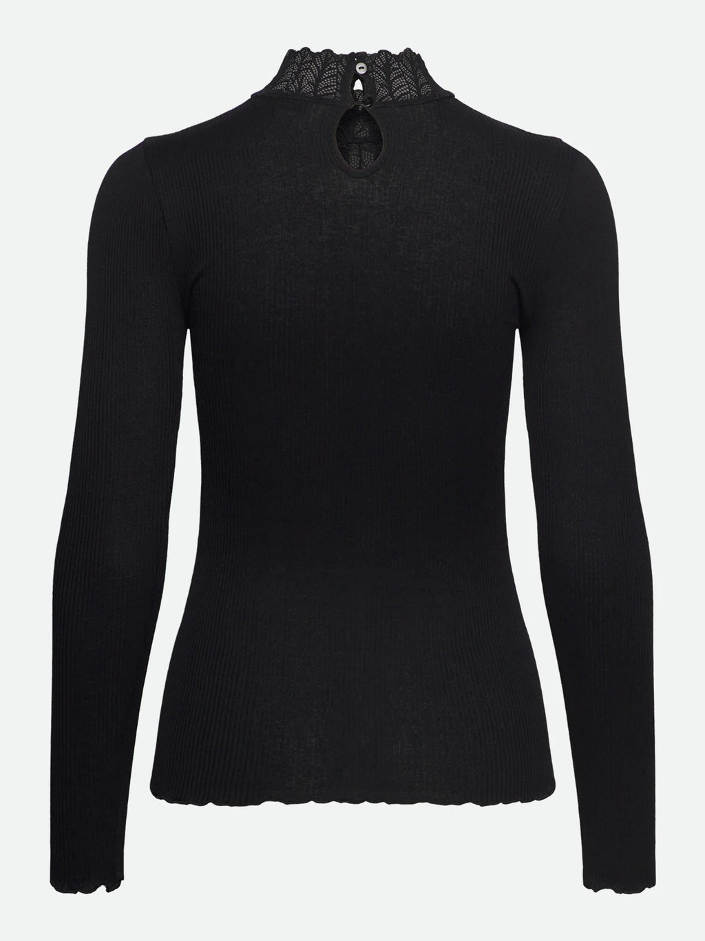 Beatha Silk Longsleeve Lace T-Shirt | Black