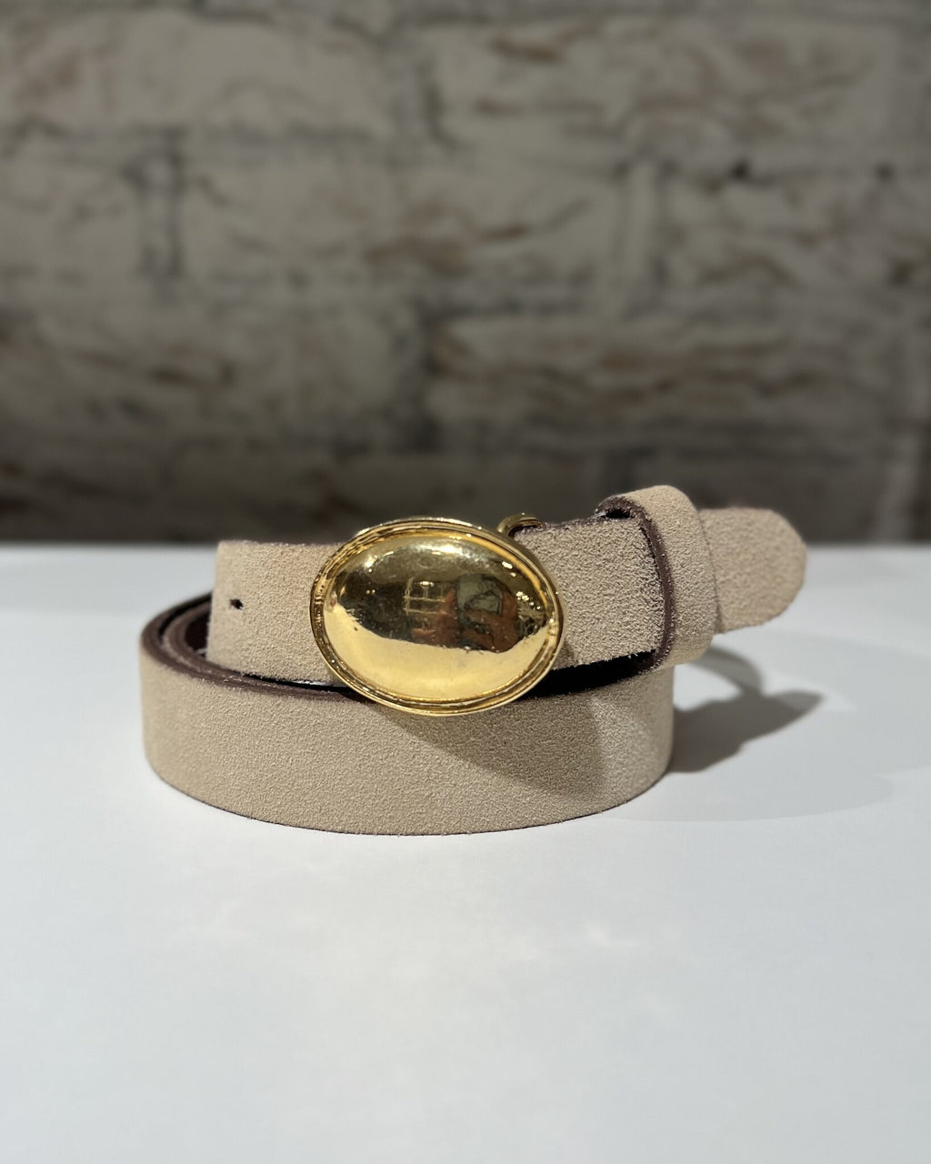 Suede Belt Women | Ecru Gold