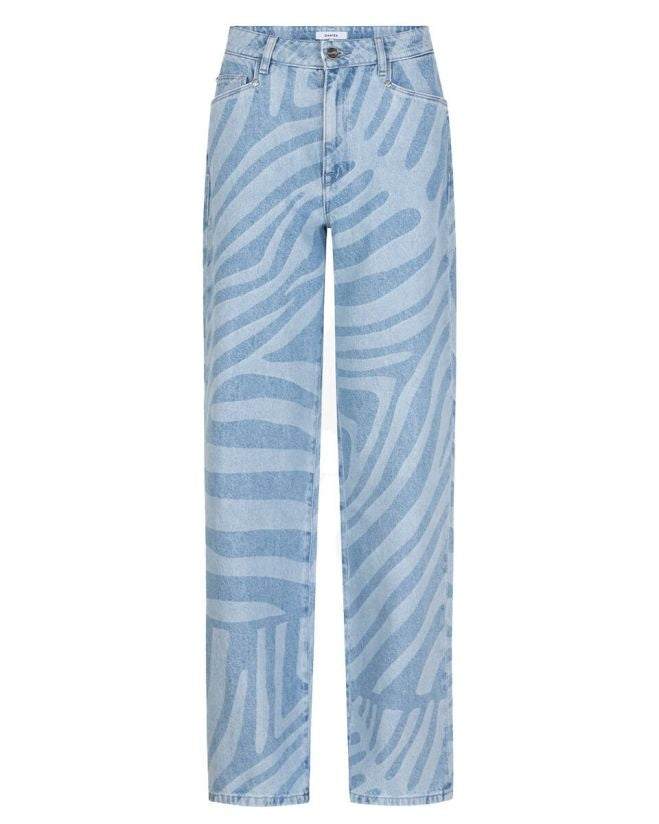 Nuit Wide Leg Printed Jeans | Skywash Blue