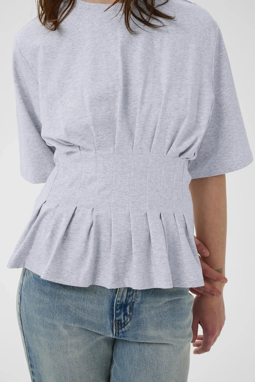Inez tee | Ultra light grey mélange