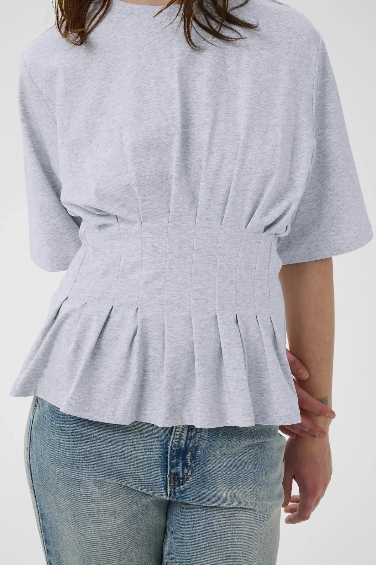 Inez tee | Ultra light grey mélange