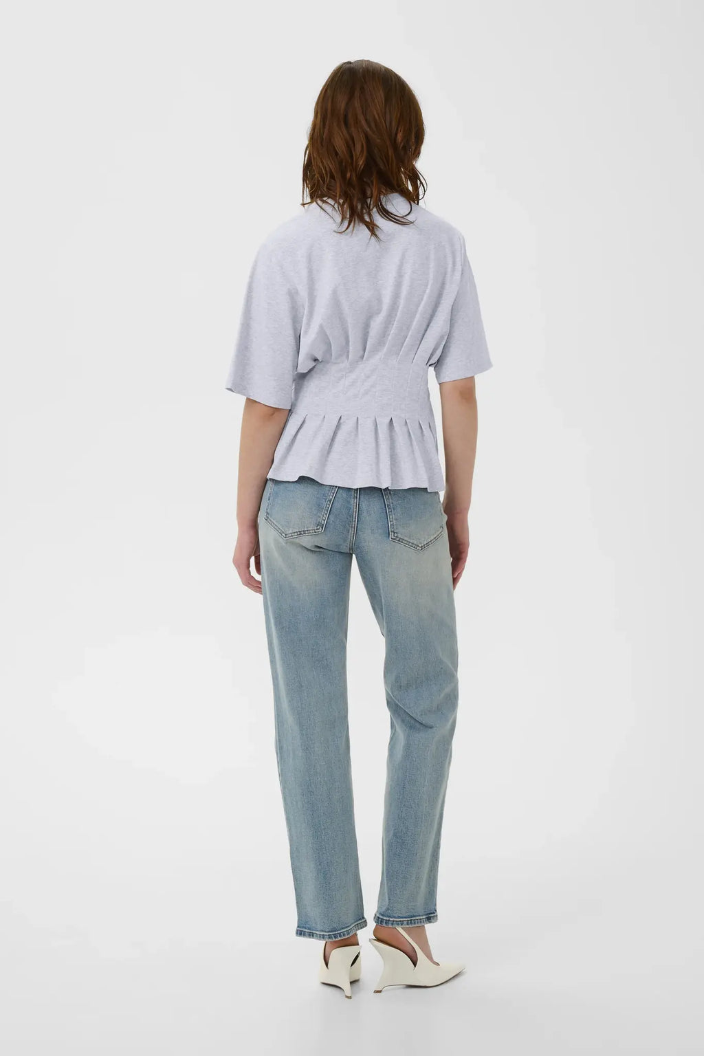 Inez tee | Ultra light grey mélange