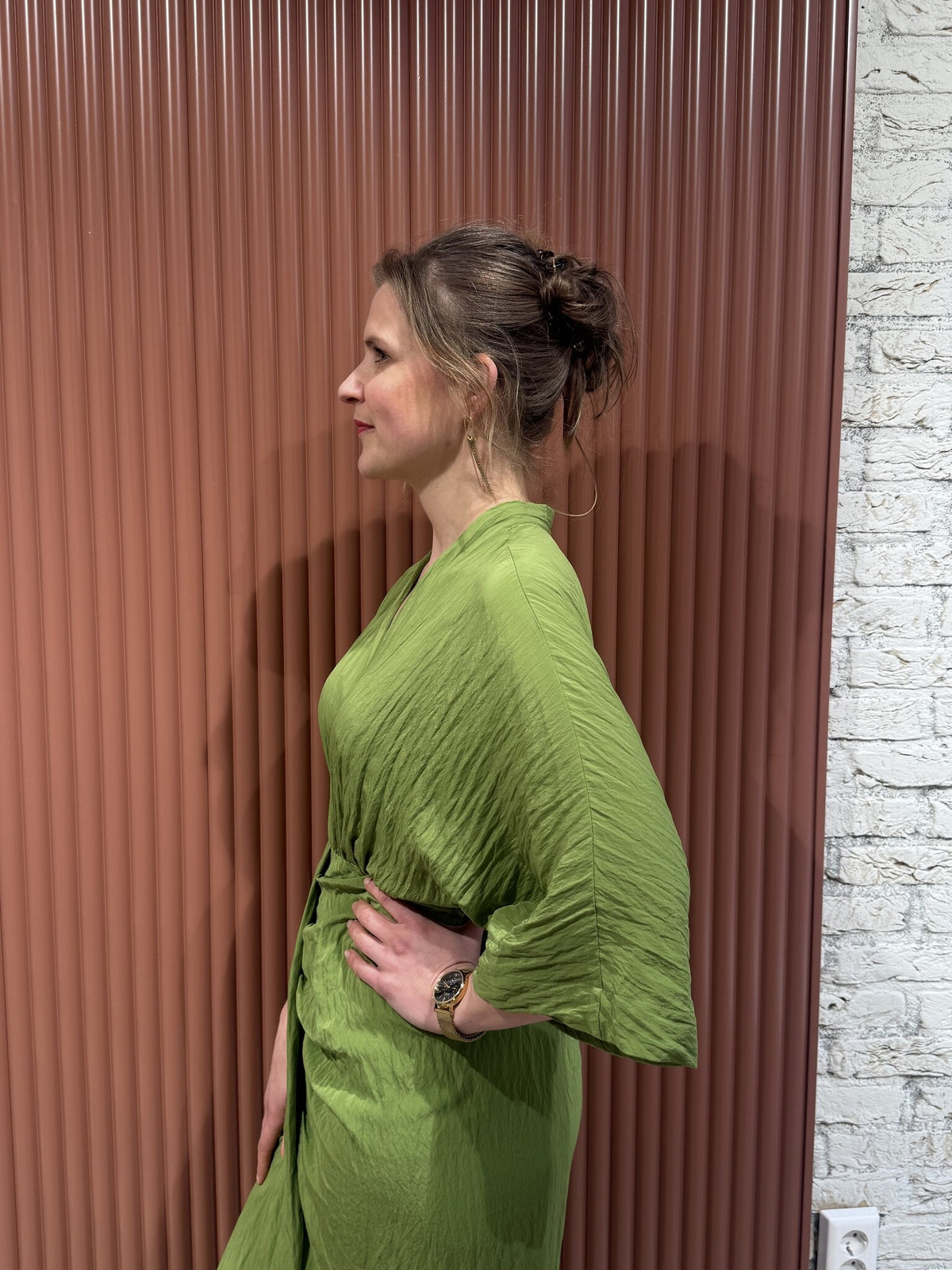 Bradshaw pleated long dress | Green Lush