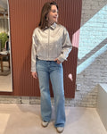 Glam studded bootcut jeans | Light washed blue
