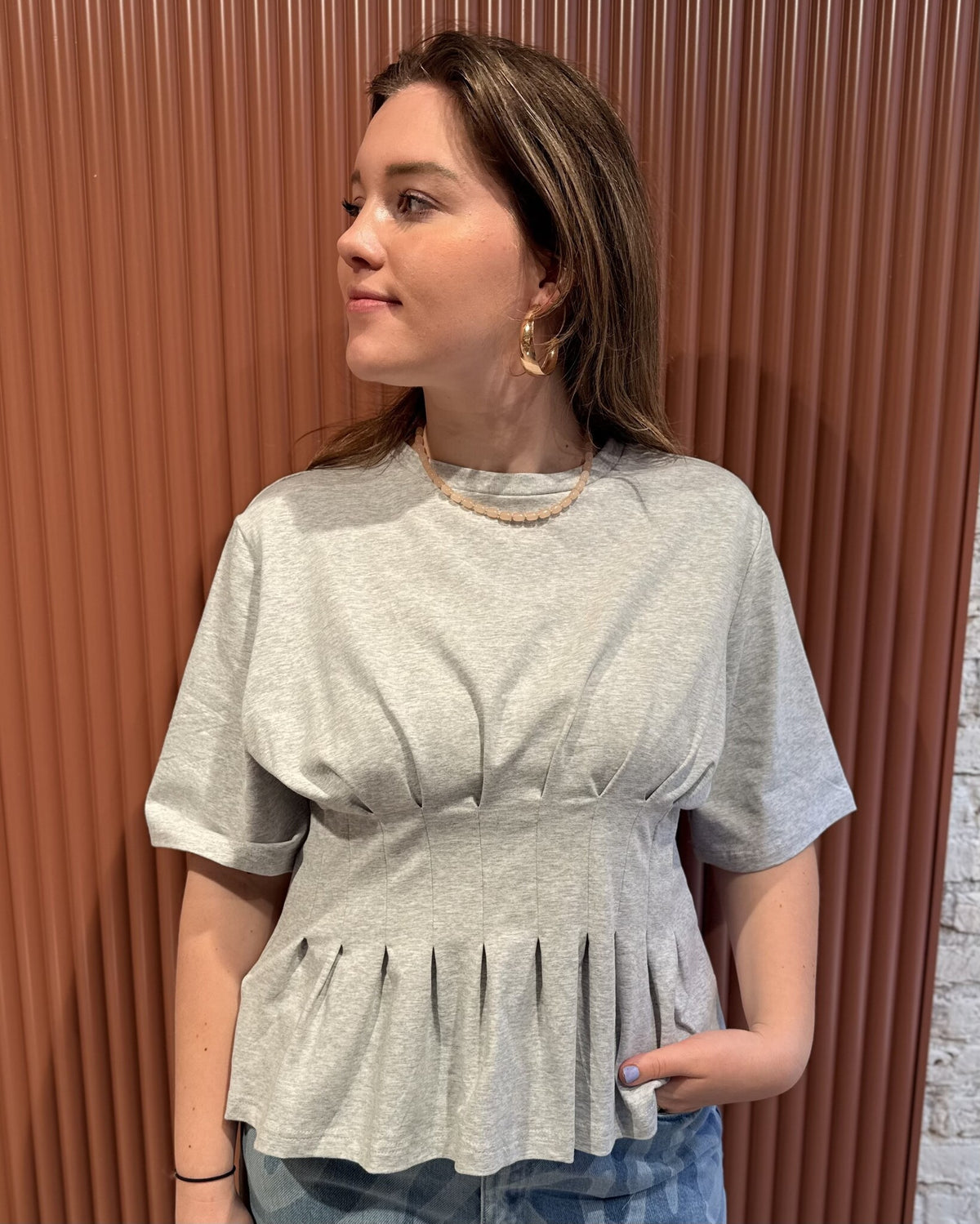 Inez tee | Ultra light grey mélange