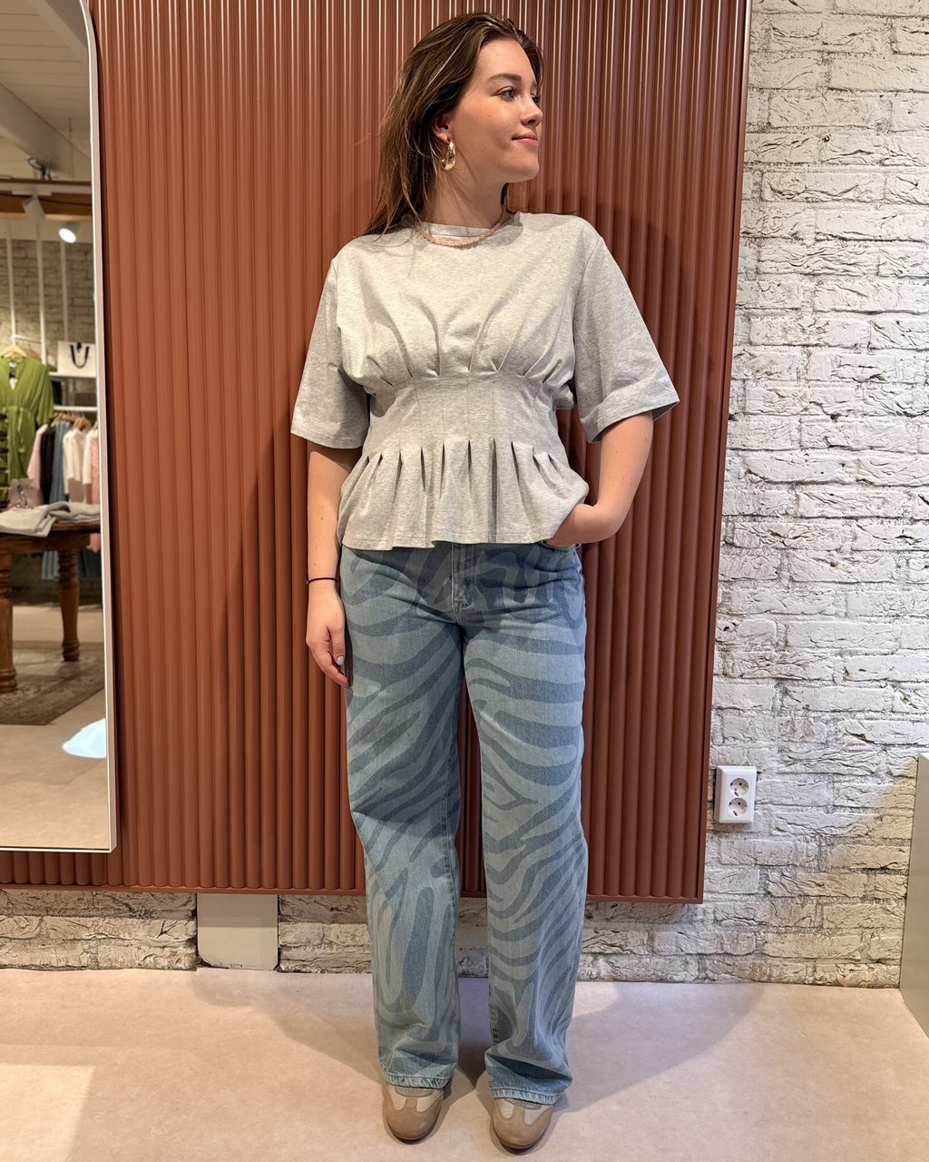 Inez tee | Ultra light grey mélange