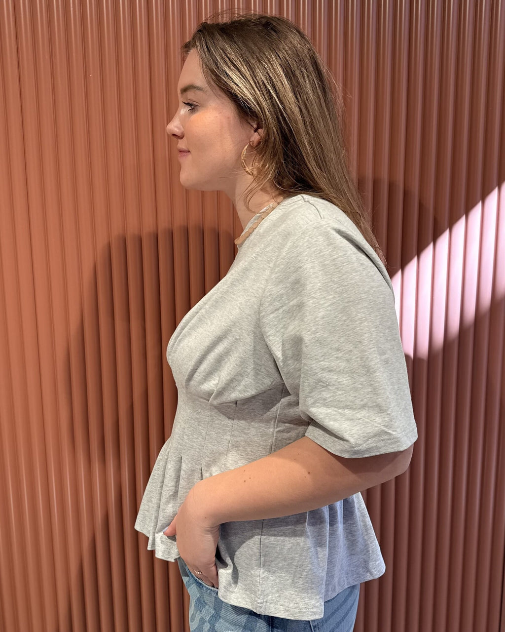 Inez tee | Ultra light grey mélange