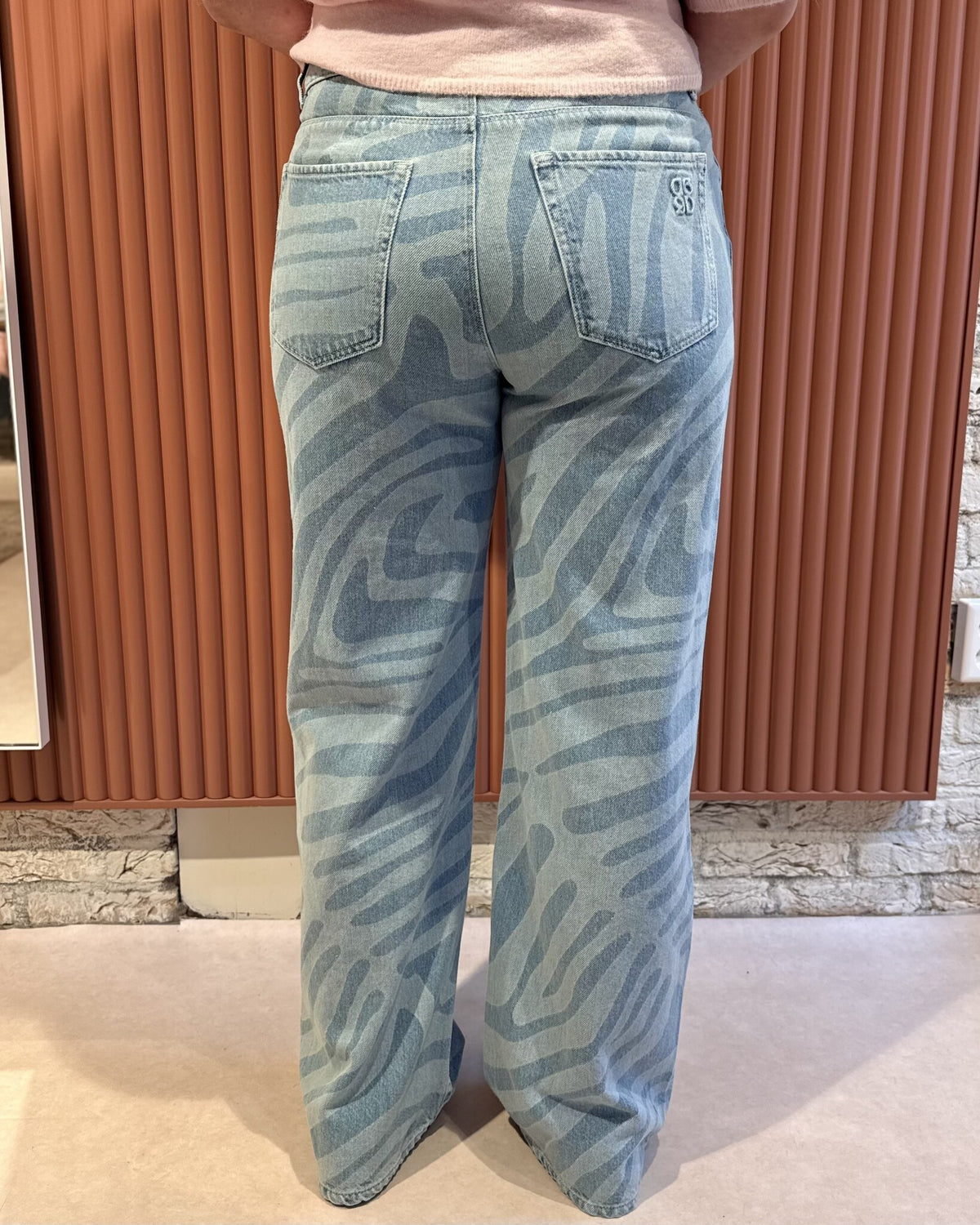 Nuit Wide Leg Printed Jeans | Skywash Blue